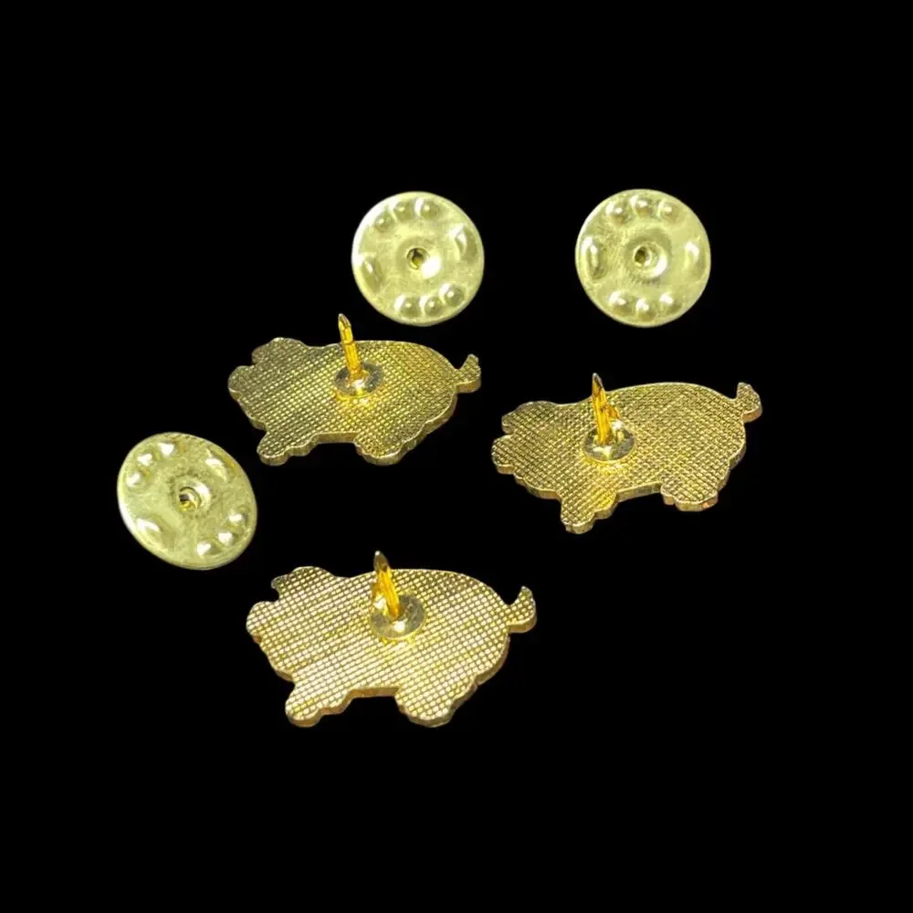 Vintage White, Pink, and Gold Farm Animal Pigs Enamel Lapel Pins Collection Lot